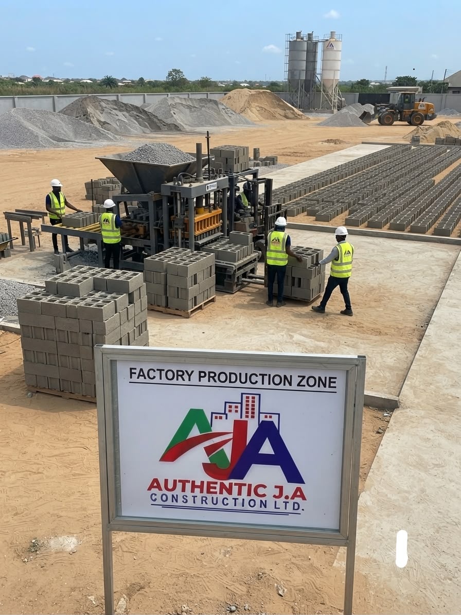 Factory-made blocks, sand and quarry stones